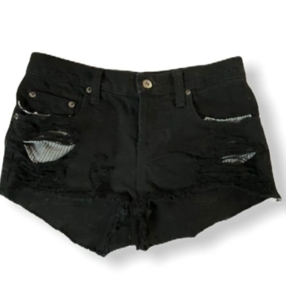 CarMar Destroyed Denim Shorts Black - Picture 1 of 7